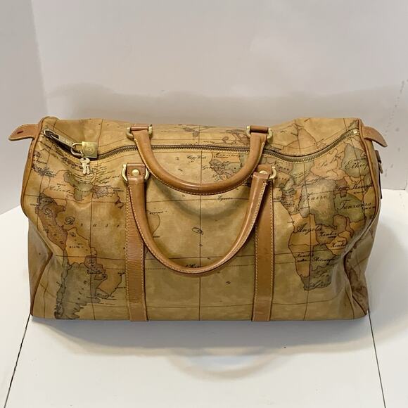 Vintage Alviero Martini 1A Classe Geo Weekender Travel Duffle Bag World Map 20" - Picture 1 of 16